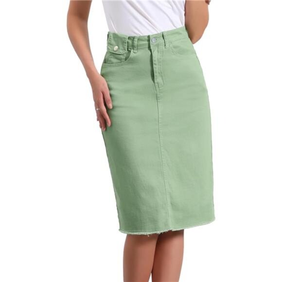 Women's Jean Skirt High Waist Mint Green - Picture 1 of 5
